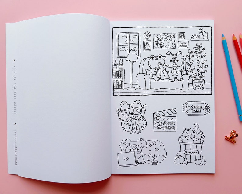 Coloring Book Happy Sketchbook Cute friends for you to color in, 26 pages to color with markers or pencils image 8
