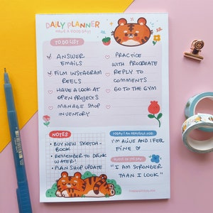 To-Do List Notepad with Bao the Tiger. 50 tear off sheets notepad. Daily planner.