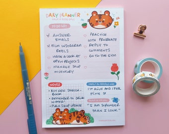 To-Do List Notepad with Bao the Tiger. 50 tear off sheets notepad. Daily planner.