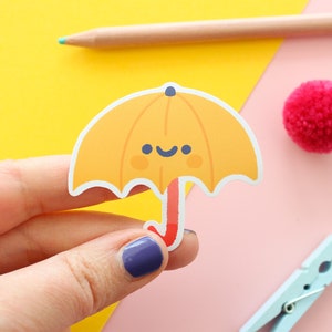 Cute yellow ombrella sticker, Die-cut matte vinyl sticker, waterproof sticker.