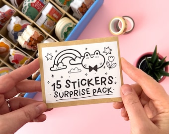15 Stickers Surprise Pack, bundle of matte and glossy vinyl sticker, waterproof stickers.