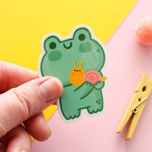 Puddle & Lettuce "Best Friends" sticker, Die-cut glossy vinyl sticker, waterproof sticker, 4.7x6 cm