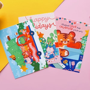 Lot de 3 cartes postales de Noël - Jolies cartes postales des fêtes, imprimées sur du papier mat de 350 g, 105 x 148 mm