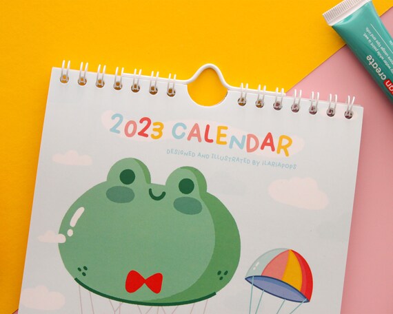 2023-wall-calendar-12-months-kawaii-calendar-with-14-pages-etsy