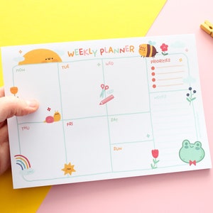 A5 Weekly Planner note pad, 50 tear off sheets. Kawaii Organiser for Planning Your Week image 2