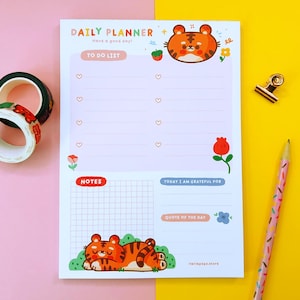 To-Do List Notizblock mit Bao dem Tiger. 50 abreißbare Bögen Notizblock. Tagesplaner.