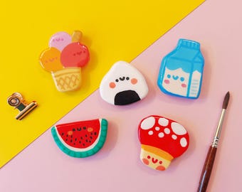 Handmade clay magnets Food Collection | One-of-a-kind Hand-Painted Figurines with strong 1.7 cm magnets