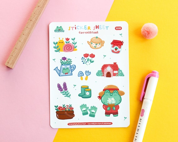 Cottagecore Sticker Sheet: Waterproof Matte Vinyl Planner Stickers