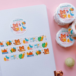 Fita Washi Love de papelaria - Embalagem de papel - Ilustrações escolares adoráveis - Fita decorativa divertida e fofa para artesanato e diário