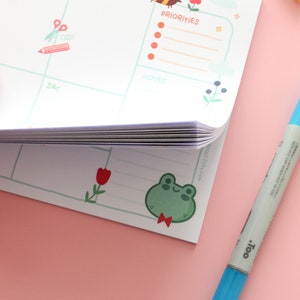 A5 Weekly Planner note pad, 50 tear off sheets. Kawaii Organiser for Planning Your Week image 6