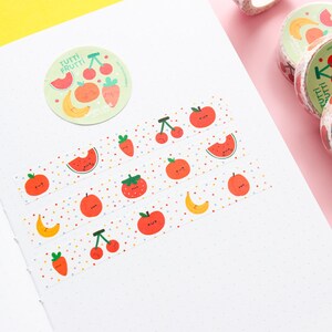 Washi Tape "Tutti Frutti", washi tape a pois, washi tape alla frutta illustrato da Ilariapops, 10m x 15mm