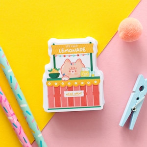 Mango the Cat &quot;Ice cold Lemonade&quot;, Die-cut matte vinyl sticker, waterproof sticker.