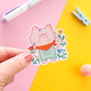 Mango The Cat Cottagecore stickers, Die-cut matte vinyl sticker, waterproof sticker.