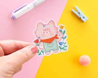 Mango The Cat Cottagecore stickers, Die-cut matte vinyl sticker, waterproof sticker.