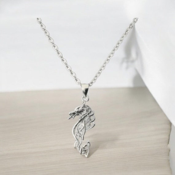 Collana Con Drago Celtico In Argento 925 – Ciondolo Per Uomo E Donna, 24 Mm