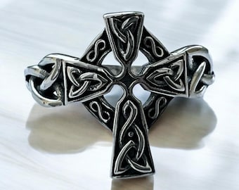 Anello In Argento Sterling 925 Con Croce Celtica Ornata - Foto 9