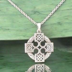 Handcast 925 Sterling Silver Equal Sided Celtic Cross Pendant Necklace + Free Chain