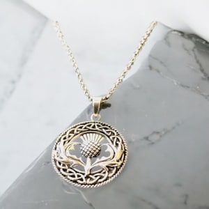 Large Unisex Handcast 925 Sterling Silver Scottish Thistle Flower Pendant + Free Chain