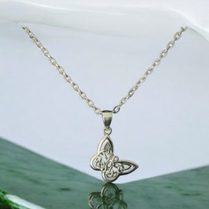 Handcast 925 Sterling Silver Celtic Butterfly Pendant Necklace + Free Chain