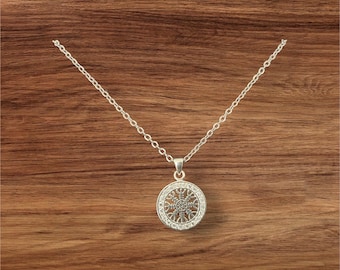 Handcast 925 Sterling Silver Norse Viking Helm of Awe Aegishjalmur Pendant Necklace + Free Chain