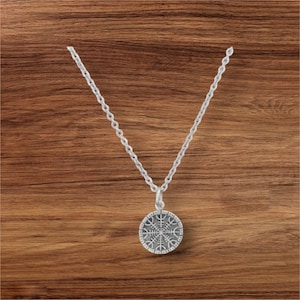 Handcast 925 Sterling Silver Norse Viking Helm of Awe Pendant Necklace + Free Chain