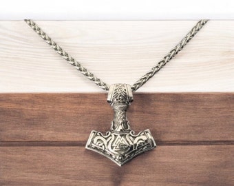 Thor's Hammer Necklace, Mjolnir Pendant, Viking Jewelry