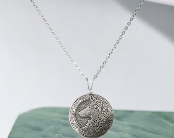 Sterling Silver Celtic Wolf Pendant Necklace, Knotwork Amulet