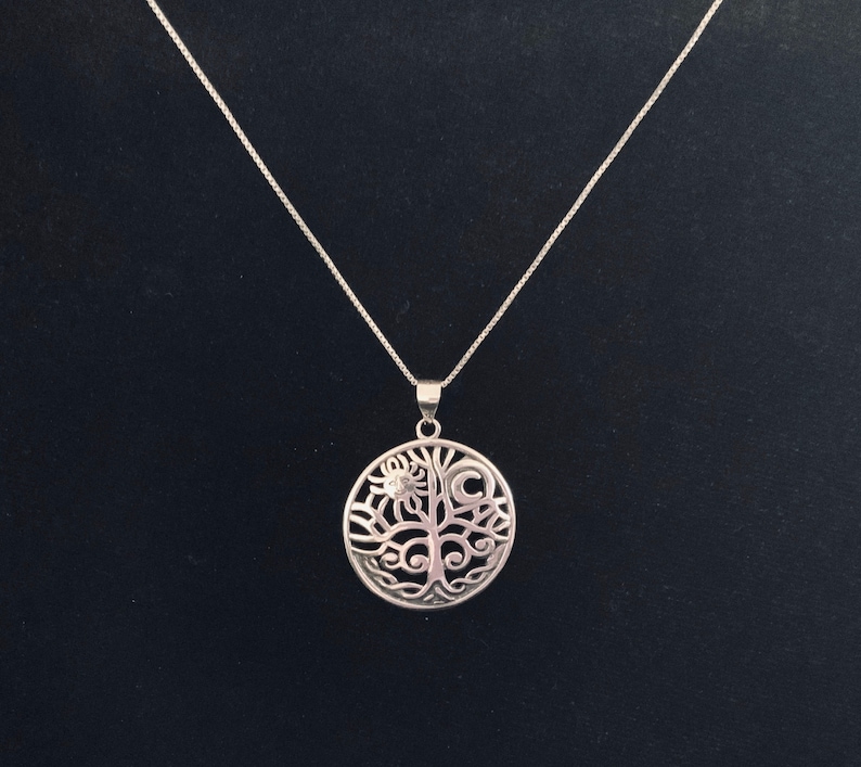 Handcast 925 Sterling Silver Tree of Life Pendant W/ Sun and - Etsy