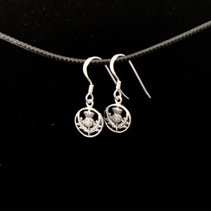 Handcast 925 Sterling Silver Scottish Thistle Dangle Earrings Outlander