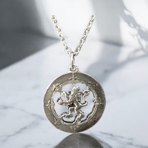 Handcast 925 Sterling Silver Scottish Lion Rampant Pendant + Free Chain Outlander