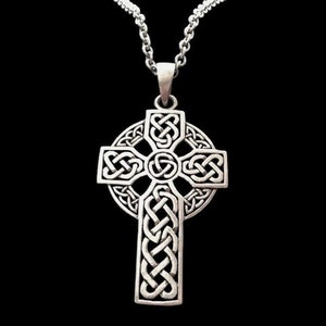 Large Handcast 925 Sterling Silver Irish Celtic Cross Pendant + Free Chain Necklace