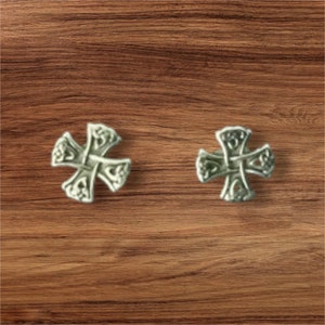 Handcast 925 Sterling Silver Celtic Cross Stud Post Earrings