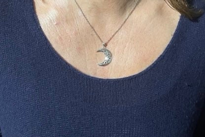 Handcast 925 Sterling Silver Irish Celtic Crescent Moon Pendant + Free ...