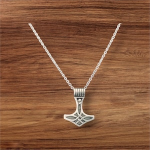 Handcast 925 Sterling Silver Norse Viking Thor&#39;s Thors Hammer Mjolnir Pendant + Free Chain