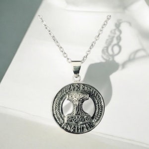 Handcast 925 Sterling Silver Norse Viking Thor&#39;s Thors Hammer Mjolnir Pendant + Free Chain