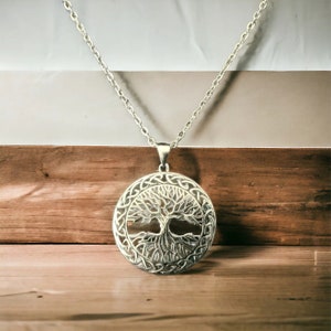 Handgegossener 925er Sterling Silber Keltischer Lebensbaum Anhänger + Gratis Kette