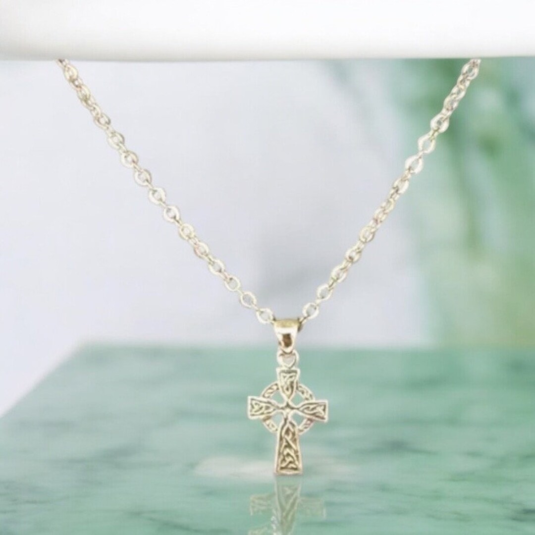 Handcast 925 Sterling Silver Celtic Knot Cross Pendant Necklace + Free ...