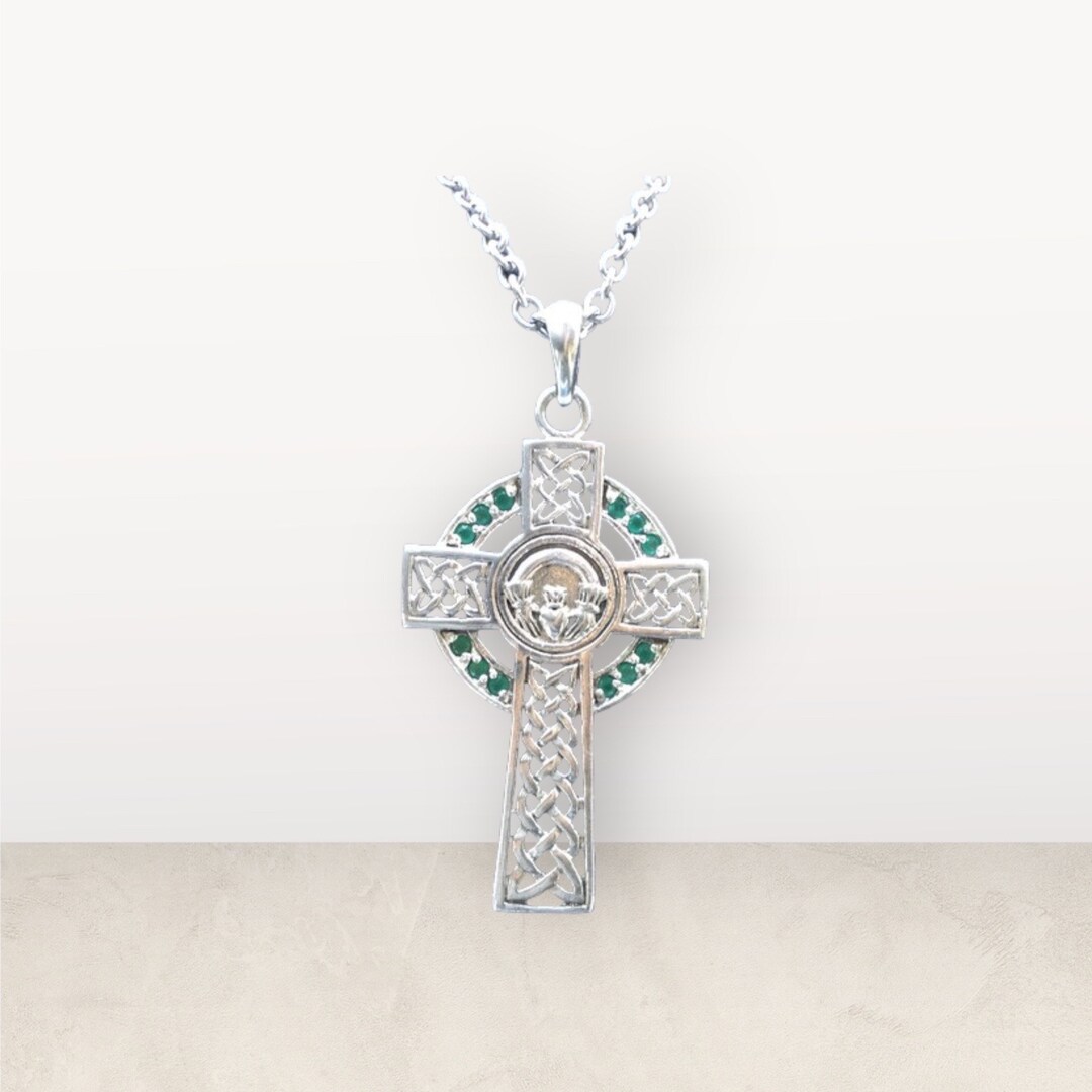 Handcast 925 Sterling Silver Irish Celtic Claddagh Claddaugh Cross W ...