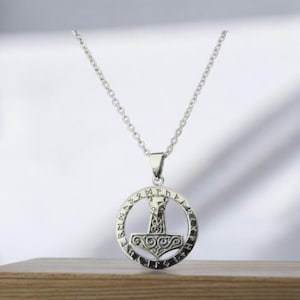 Handcast 925 Sterling Silver Norse Viking Thor&#39;s Thors Hammer Mjolnir Pendant + Free Chain