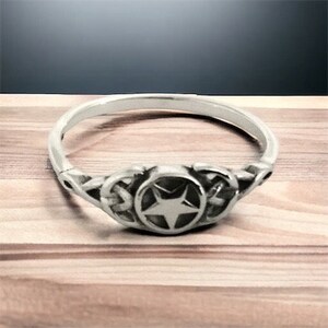 Handcast 925 Sterling Silver Celtic Star Knot Ring