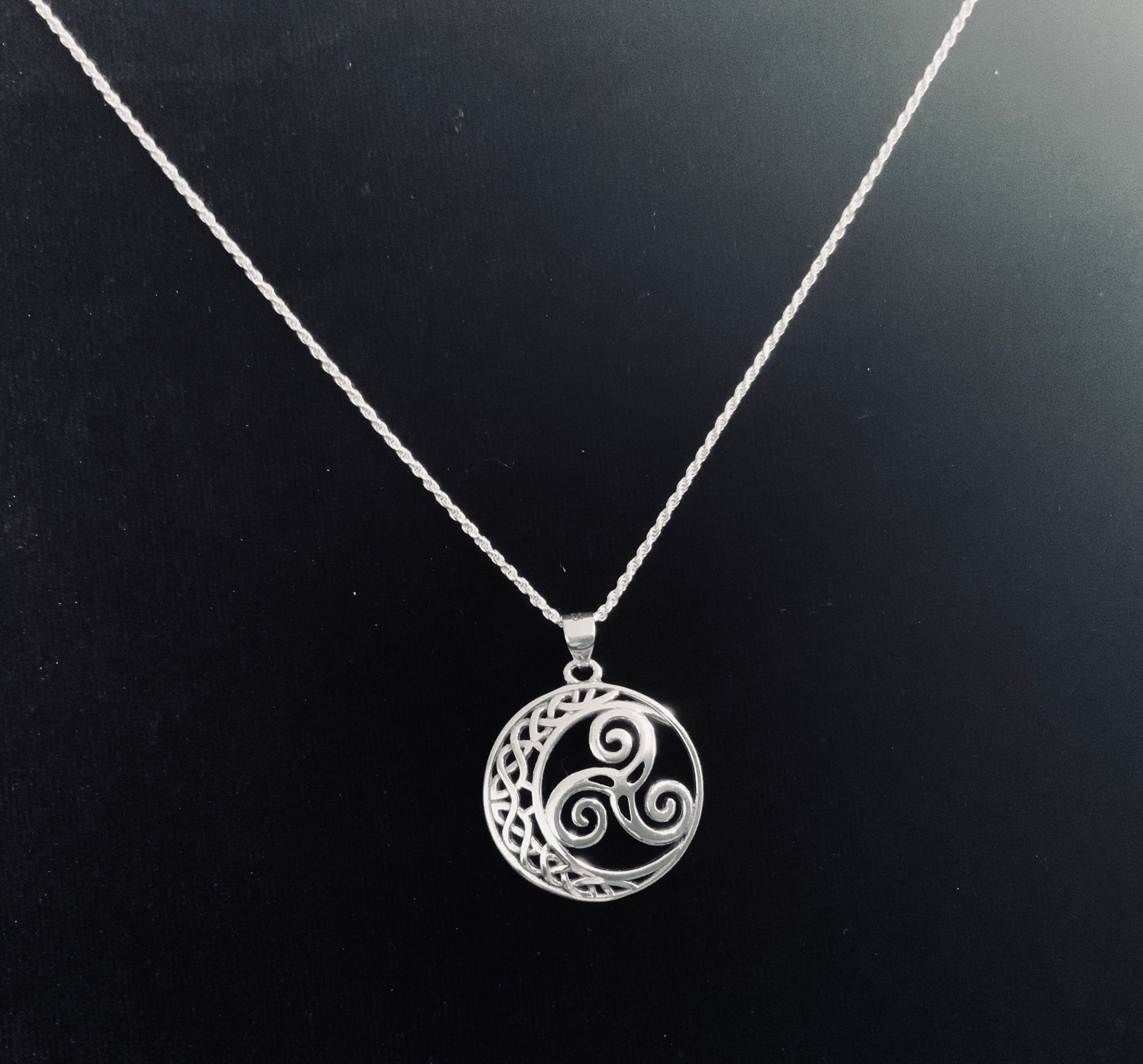 Handcast 925 Sterling Silver Celtic Crescent Moon Triskele Triple ...