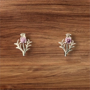 Handcast 925 Sterling Silver Scottish Thistle Stud Post Earrings Scotland Outlander