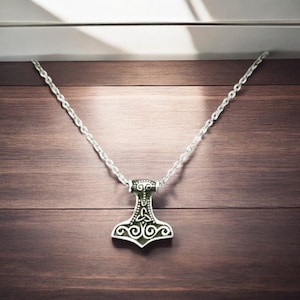 Handcast 925 Sterling Silver Norse Viking Thor&#39;s Thors Hammer Mjolnir Pendant + Free Chain