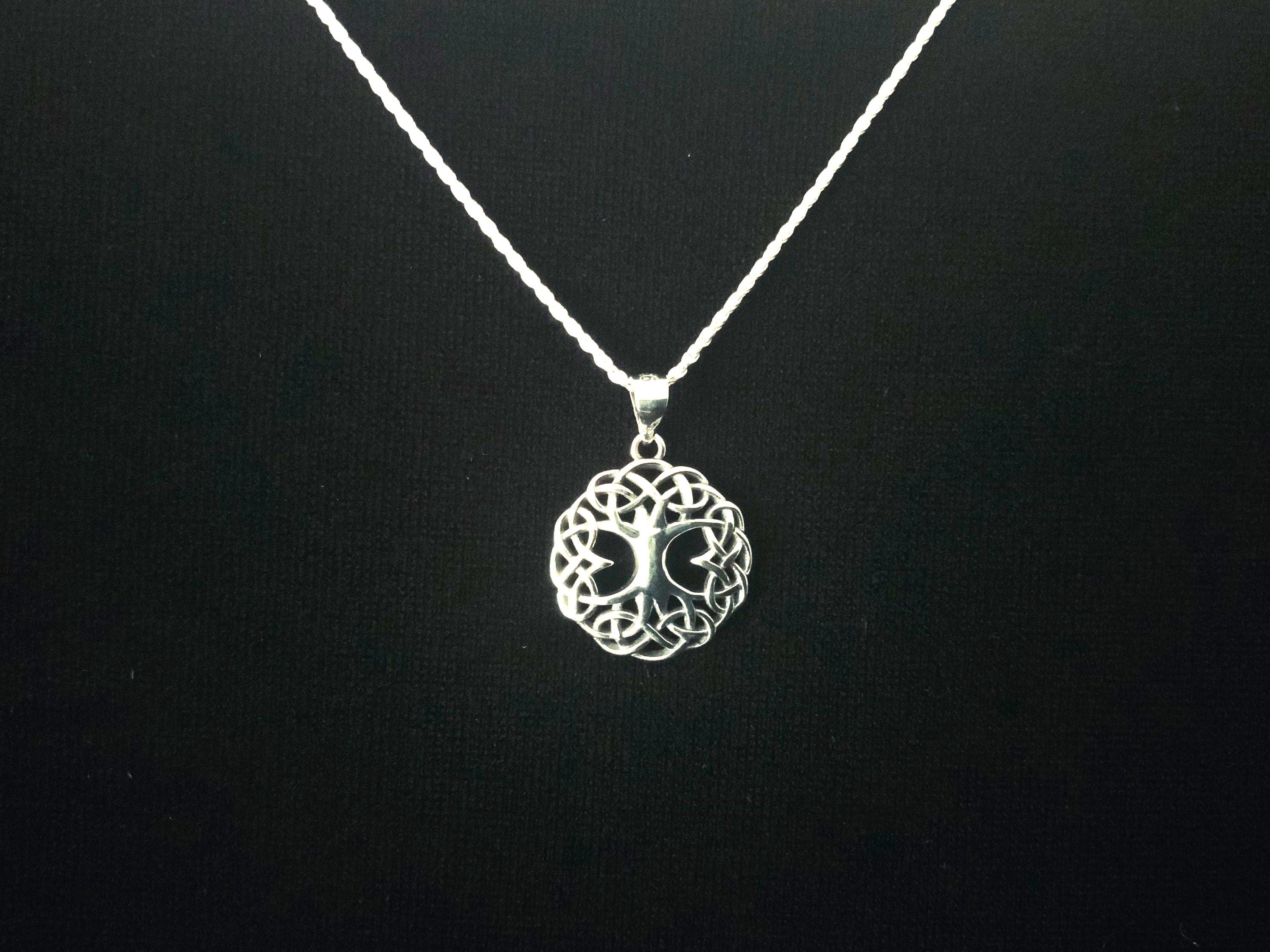 Handcast 925 Sterling Silver Celtic Tree of Life Pendant + Free Chain ...