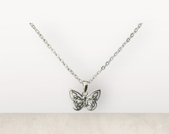 Handcast 925 Sterling Silver Celtic Butterfly Pendant Necklace + Free Chain
