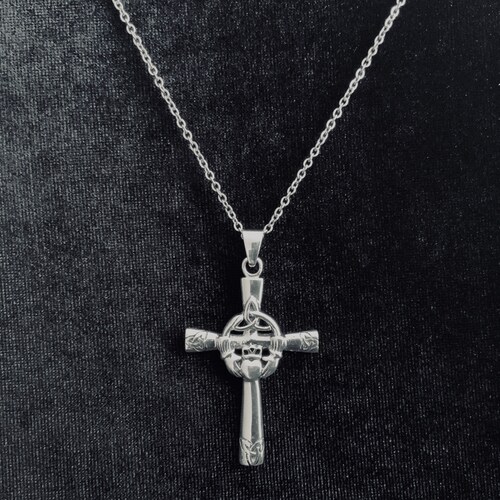 Mens Celtic Cross Necklace Sterling Silver Mens Irish Cross Etsy