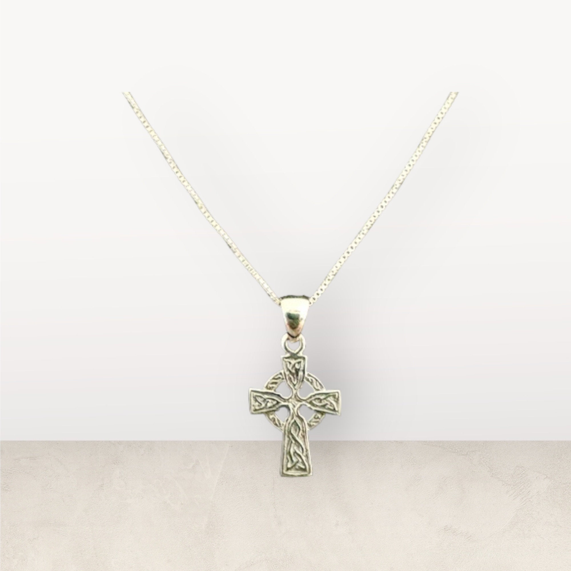 Handcast 925 Sterling Silver Celtic Knot Cross Pendant Necklace + Free ...