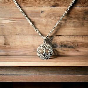 Handcast 925 Sterling Silver Celtic Tree of Life Pendant + Free Chain