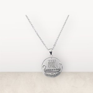 Handcast 925 Sterling Silver Norse Viking Longship Long Ship Longboat Pendant + Free Chain Necklace
