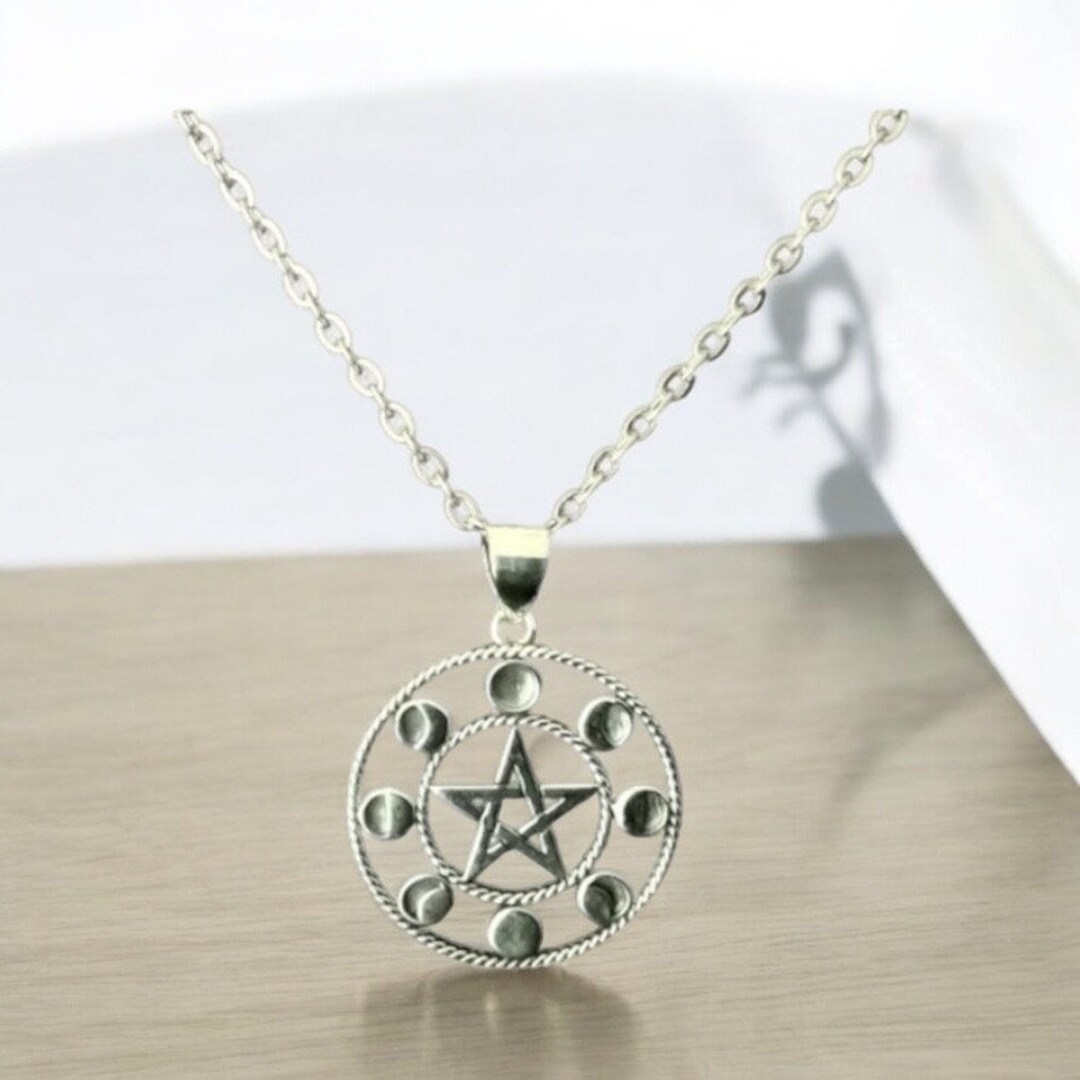 【上品】 925 Handcast Sterling Phases Moon Pentagram Pentacle Silver シルバー